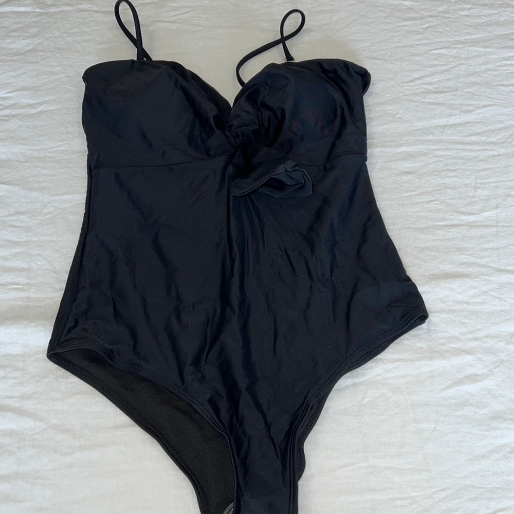 Black bow detail one piece with matching sarong